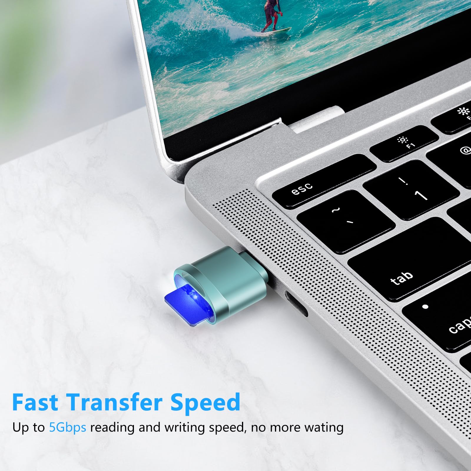 Czytnik kart TF, czytnik kart Micro SD, adapter kart pamięci TF typu C na USB adapter kompatybilny z laptopem, MacBookiem, Samsung Galaxy (niebieski)