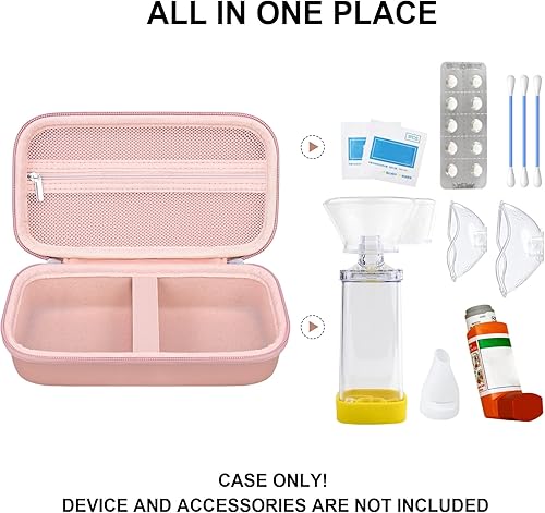 Miniatura 7 de Supmay Estuche rígido para inhalador de asma, espaciador de mano para niños y adultos, máscaras, soporte para inhalador, bolsa de viaje para asma,