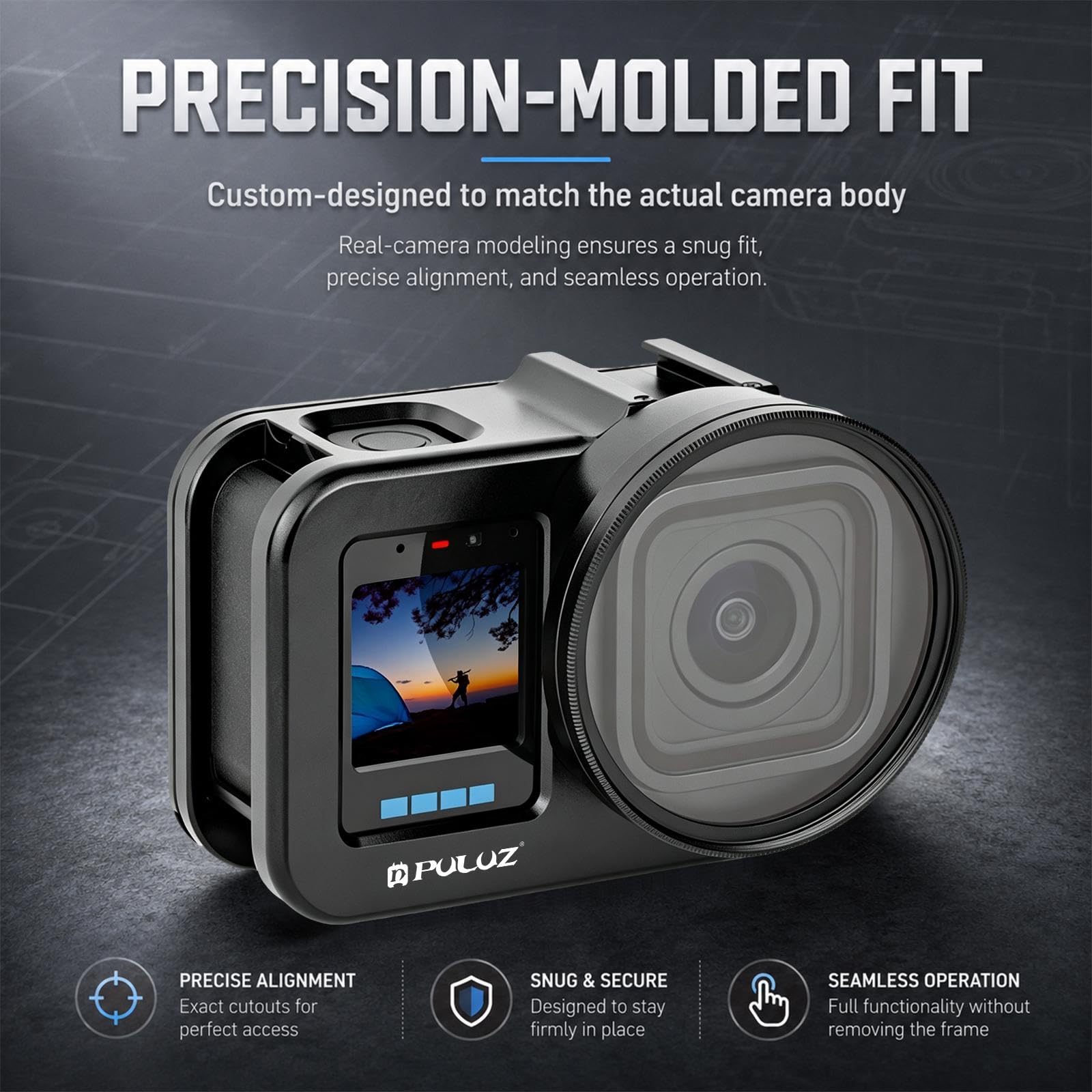 PULUZ Futerał na aparat do Go Pro MISSION 1/1 PRO metalowa obudowa ramka