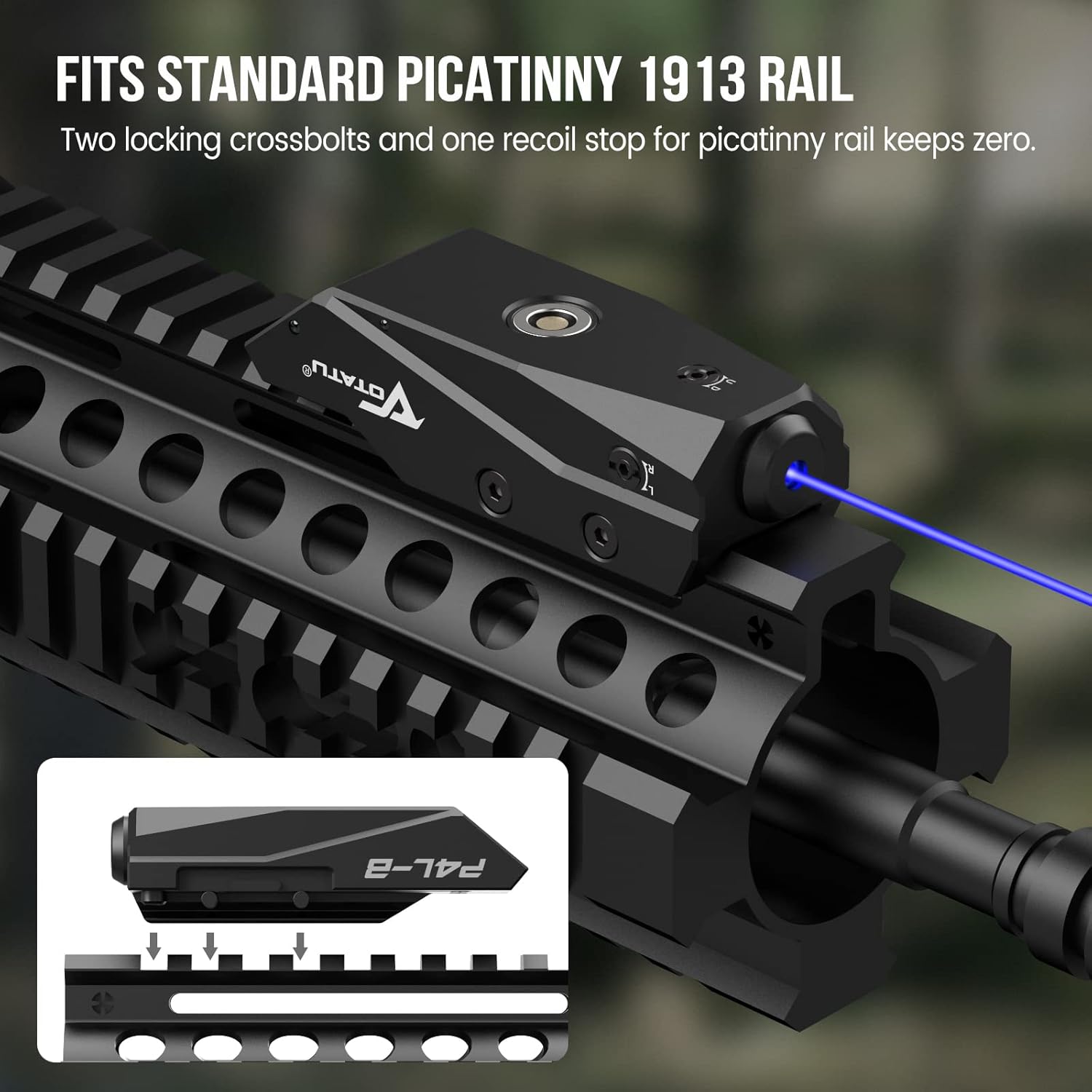 Votatu P4L-B Blue Laser Sight for Picatinny, Tactical Rifle Laser Beam with Strobe Function, USB Magnetic Rechargeable