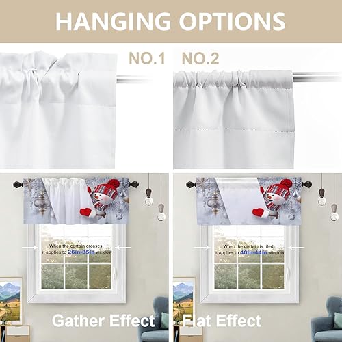 Miniatura 4 de Cenefas de cocina con diseño de Navidad plateadas, media ventana, bolas de Navidad con muñeco de nieve, decoración opaca de Feliz Navidad, cortinas