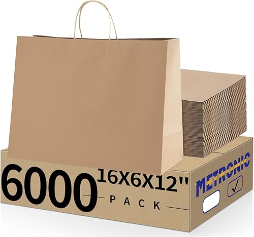 Miniatura 35 de METRONIC Paquete de 200 bolsas de papel blanco de 5.25 x 3.75 x 8 pulgadas, bolsa de regalo pequeña de papel kraft con asas recicladas para fiestas