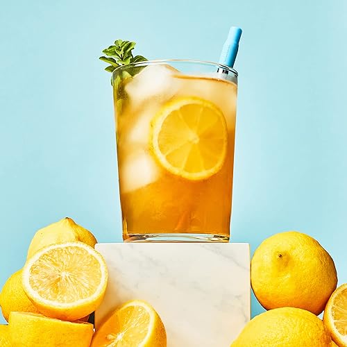 Miniatura 4 de ZOKU Pajita de metal reutilizable con estuche para viajes, color azul, popote plegable de acero inoxidable con punta de silicona y cepillo