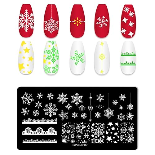 Miniatura 7 de DANNEASY 6 piezas de placa de estampado de uñas de Halloween y Navidad, sellos de uñas de copo de nieve, plantillas de uñas para diseño de uñas,
