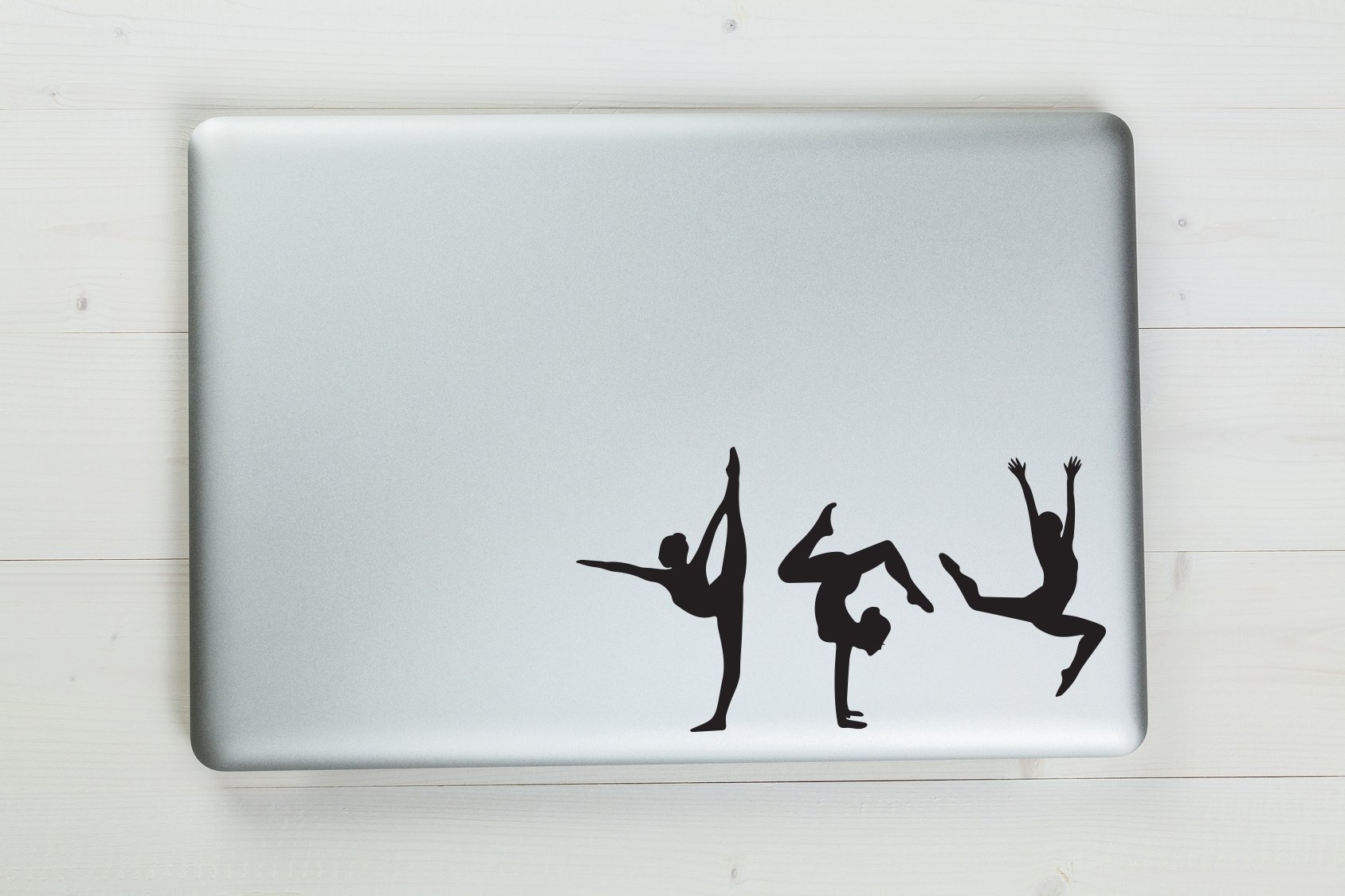 Three Gymnist Poses Vinyl Sticker Decal 7.5"x4" (Black)