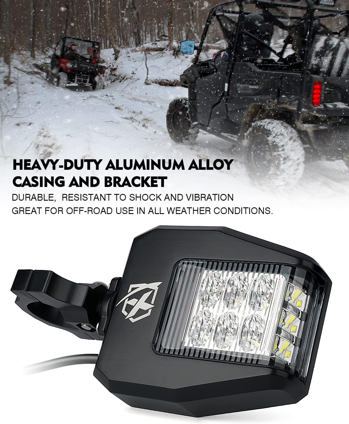 Xprite Aluminum UTV Side Rear View Mirrors Fit 1.6"-2" Roll Cage Bar, LED Spot Light Blue Anti-Glare Lens for Polaris Pioneer RZR XP Can Am Maverick X3 Kawasaki Teryx Mule, Yamaha Rhino Wolverine SXS - Image 5