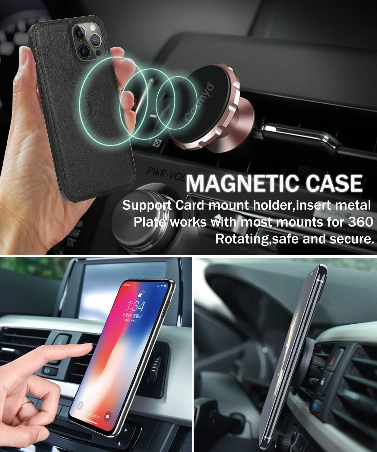 Wallet Case for iphone 12 Pro Max Women,Auker 9 Card Holder Folio Flip Leather [Magnetic Detachable] Wallet Clutch Case with Strap/Change Pocket&Removal Hard Case Folding Kickstand Zipper Purse Bag