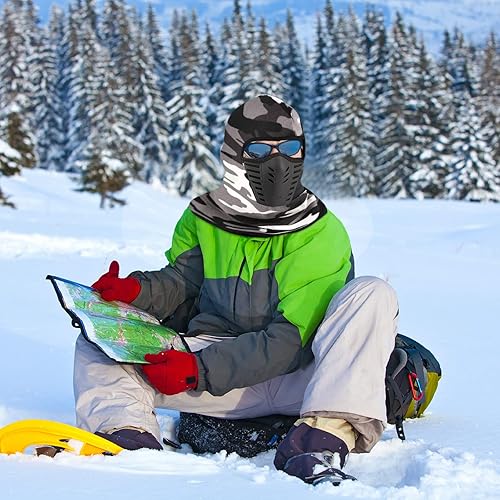 Miniatura 5 de 3 máscaras de invierno para hombres, a prueba de viento, pasamontañas, máscara de esquí para snowboard, motocicleta, equitación, clima frío, ciclismo