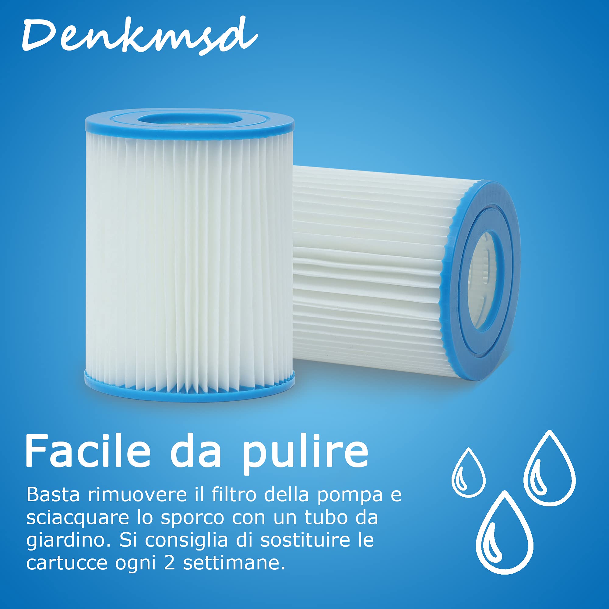 Cartucho de Filtro Tipo II para Bomba de Piscina, Cartucho de Filtro de Repuesto para 58094, Capacidad: 2006/3028 l/Hora (4 Unidades)