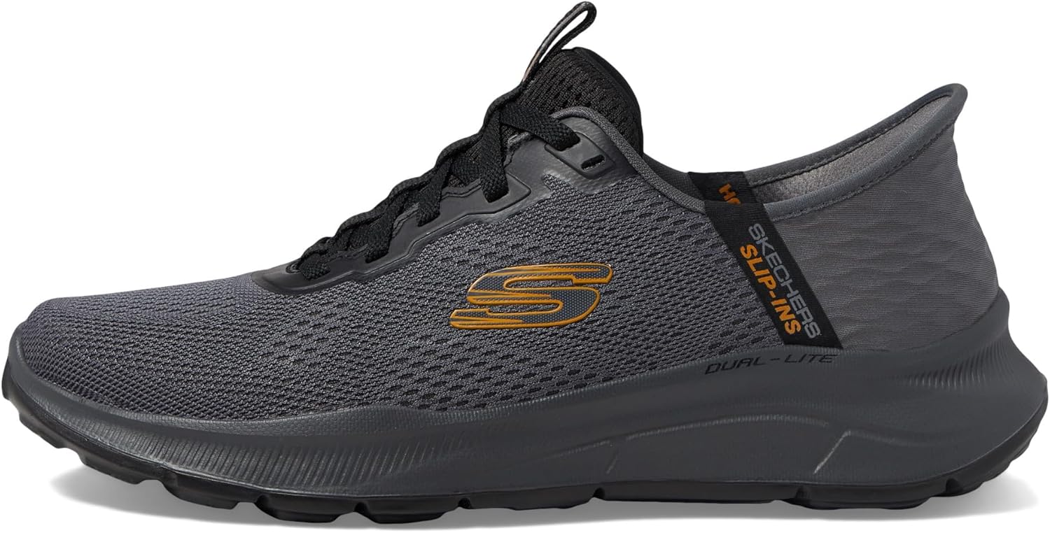 Skechers Men's Equalizer 5.0 Standpoint Slip-in Sneaker, Charcoal/Orange, 12 X-Wide