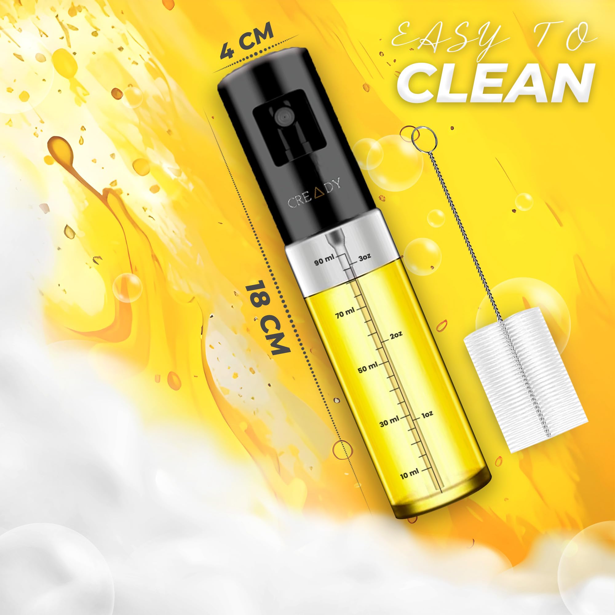 Spray Huile De Cuisine CREADY Noir 100 Ml - Pulvérisateur Acier Inox Multifonction Réutilisable