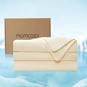 Momcozy Life CoolMurm Cooling Comforter for Hot Sleepers, King/Cali King 106"x90" Soft Breathable Pregnancy Cooling Blanket, 3-Second Cooling, 8 Hours+ Stay Cool All Night, Beige Yellow