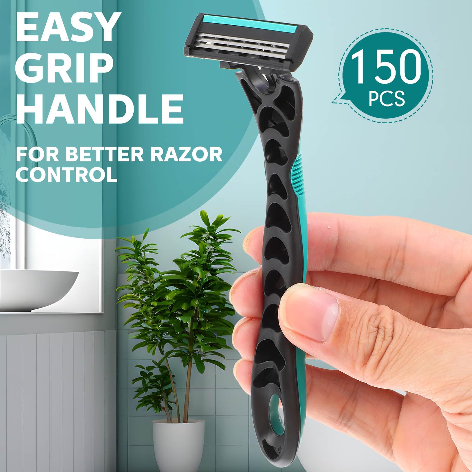 Men's 3-Blade Disposable Razors with Lubricating Strip