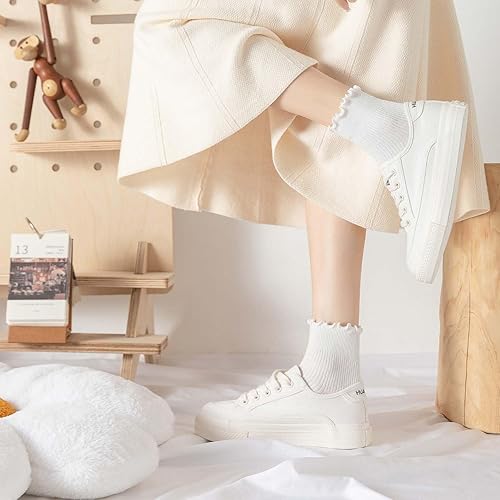 Miniatura 3 de DarkCom Calcetines tobilleros con volantes para mujer, 6 pares, súper suaves, transpirables, bonitos calcetines con volantes para zapatos Mary Jane