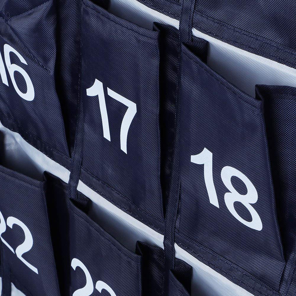Torba do przechowywania, 30 kieszeni, do zawieszenia na ścianie, oszczędność miejsca, uchwyt na telefon komórkowy, wiszący organizer z cyframi, granatowy (79 x 60 cm)
