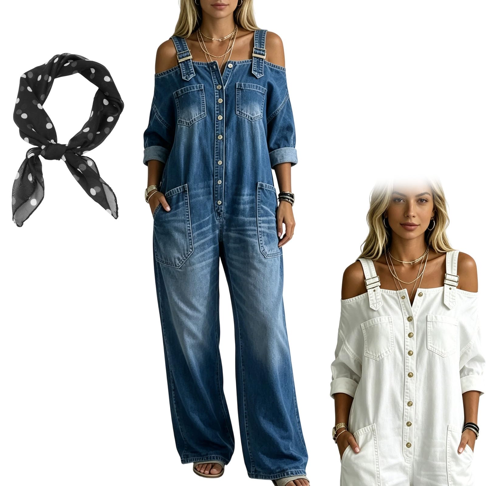 Jeans Overall Damen, Jeans Latzhose Damen, Weit Geschnittener Overall Mit Weitem Bein Und Taschen, Stylische Jumpsuits Damen – Lässig, Bequem & Alltagstauglic