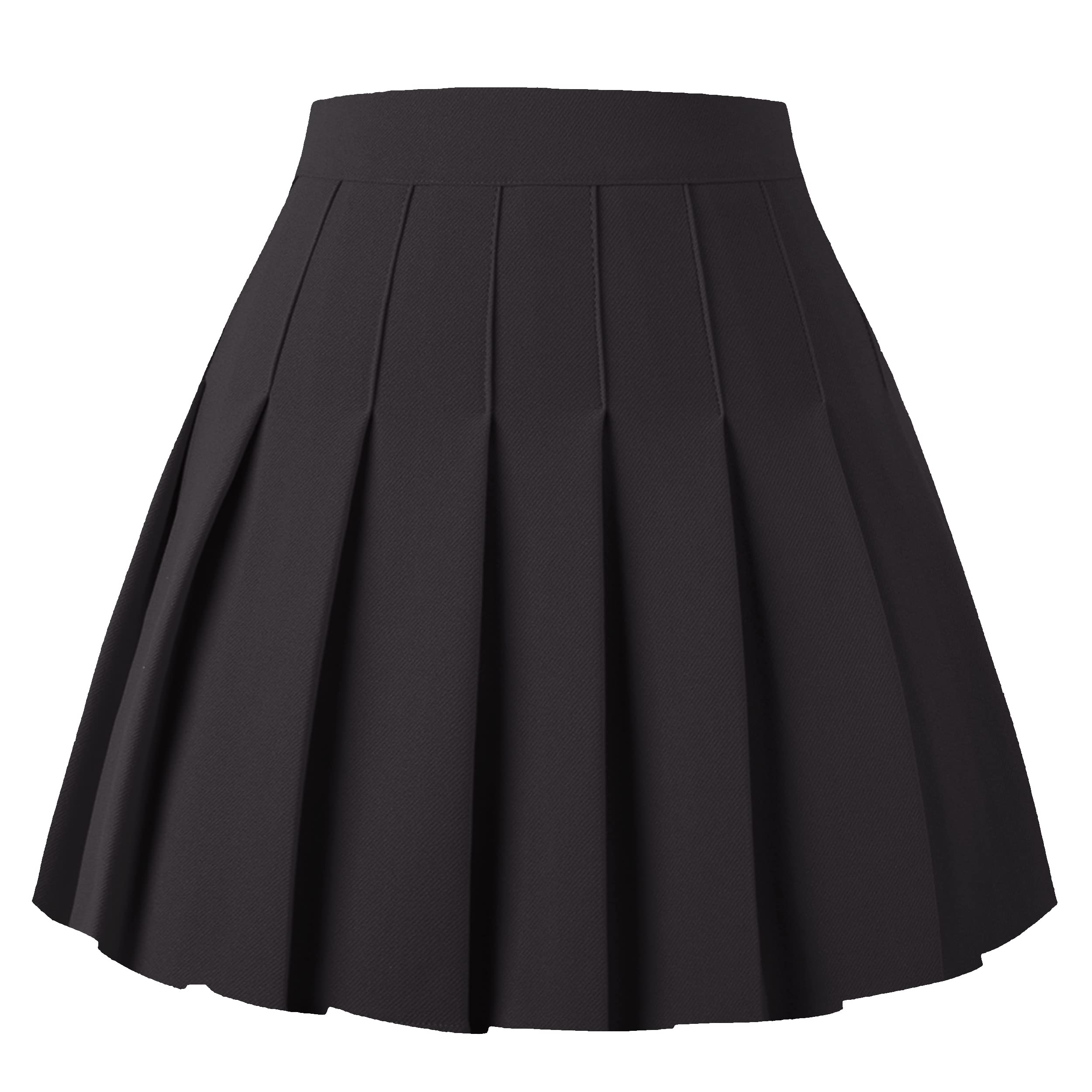Girstunm Women's Pleated Skirt Mini Skater Basic Skirts High Waist School Girls Uniform Short Cheerleader Skirt