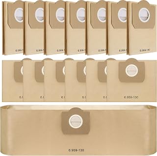 14 Piezas Bolsas de Polvo Compatible con Kärcher WD3 6.959-130.0, Bolsa de Aspiradora Compatible con Kärcher WD3 1629, MV3 A2201, A2204, A2504, A2554, A2251, A2604, WD 3 Premium