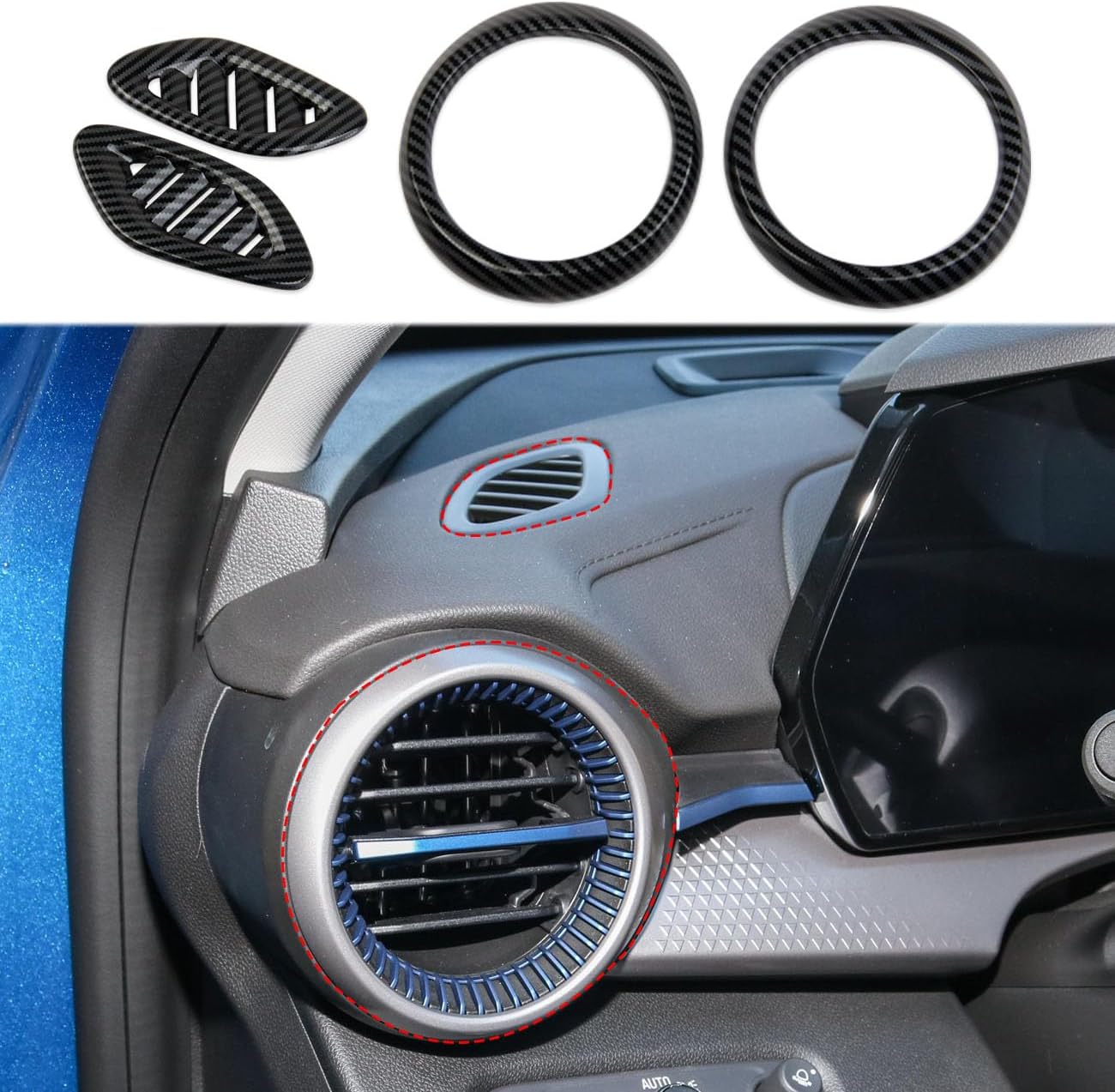 Korlot Carbon Fiber Style Center Console Dashboard Air Outlet AC Vent Cover Trim Accessories for Chevrolet Trax 2024-2026