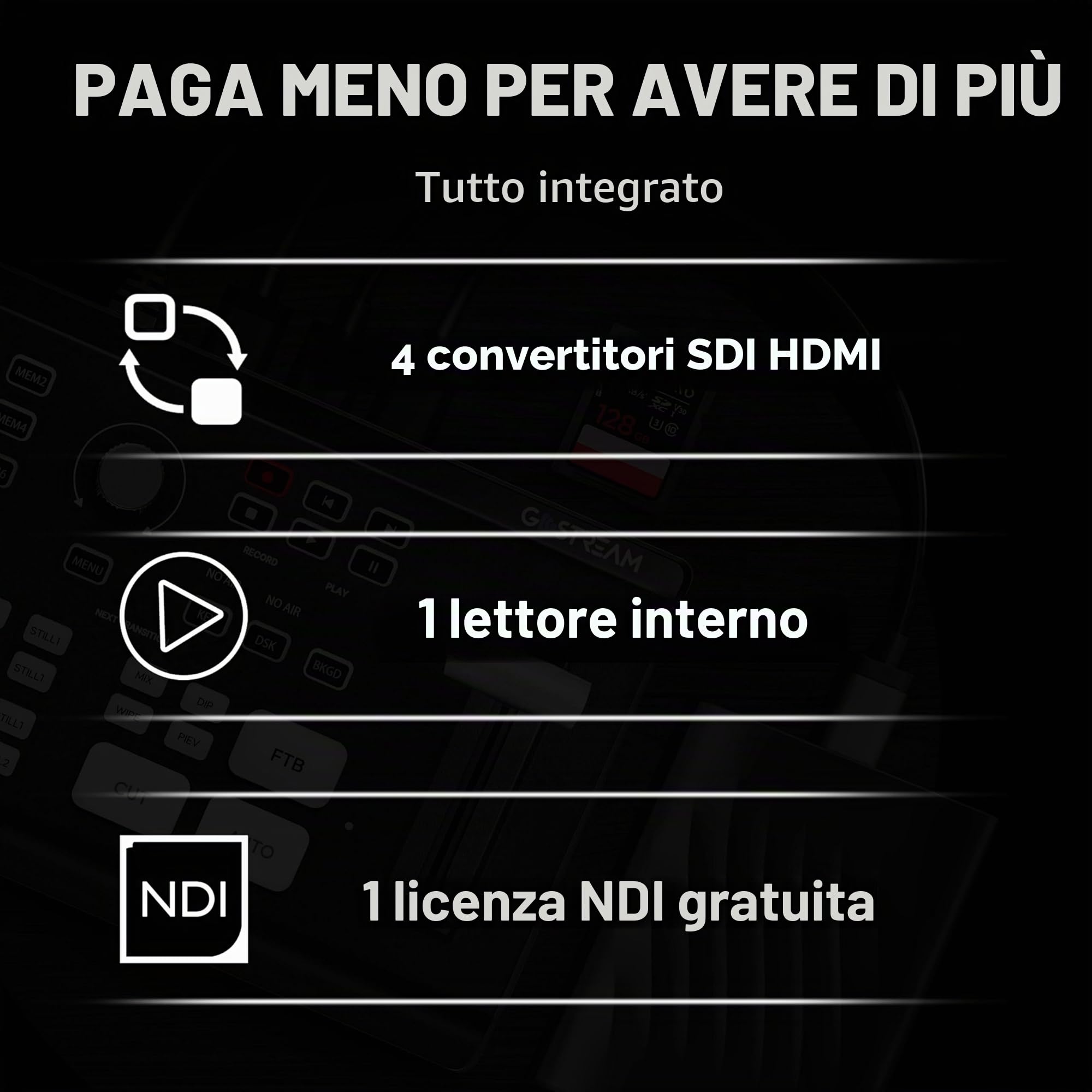 Osee GoStream Duet SDI e HDMI Mixer Video e Commutatore con Registrazione SD e Supporto NDI HX, Design Leggero con Dissipazione del Calore per Streaming Live in Tempo Reale