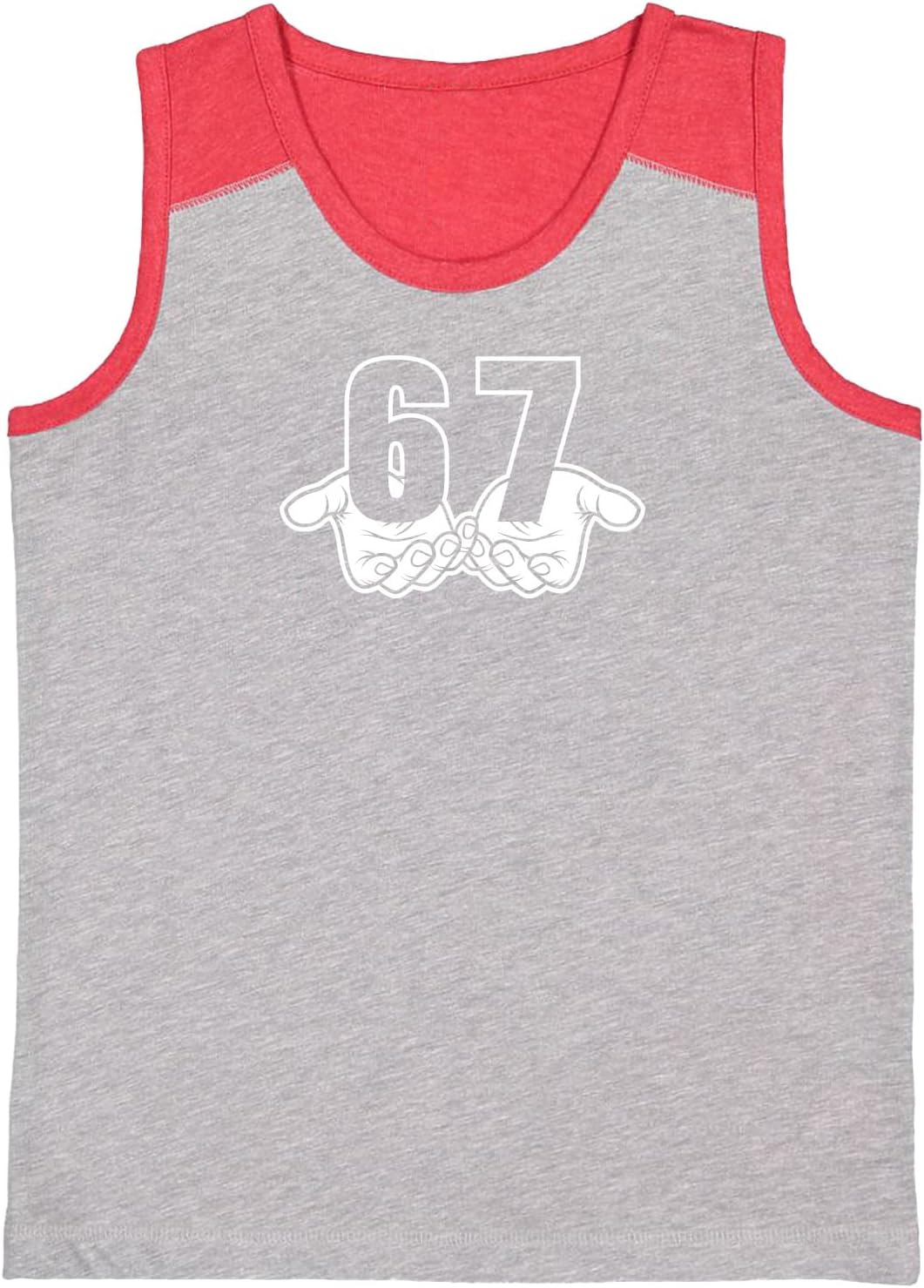 67 Hands Meme Funny Gen Alpha Trending Youth Contrast Back Tank Top