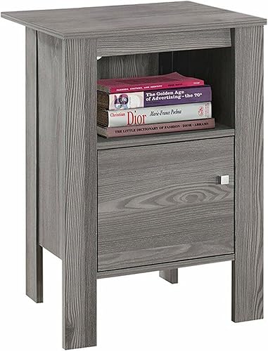 Miniatura 4 de Monarch Specialties MESA DE ACENTO - Soporte de noche gris con almacenamiento, 17.25 pulgadas de largo x 14 pulgadas de profundidad x 24.25 pulgadas