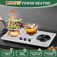 Vista 3 de Cusimax Hot Plate,Countertop Triple Burner with 7″Cast Iron Cooktop,Electric Hot Plate for Cooking,11 Level Temperature Setting