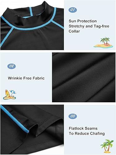 Miniatura 4 de Camiseta de protección contra erupciones para hombre, manga corta, protección solar UPF 50+, protección solar UV, secado rápido, para deportes