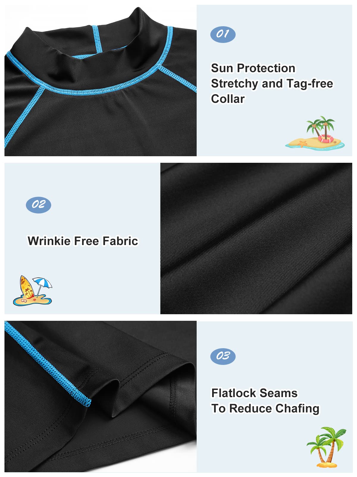 Rash Guard - Camiseta de natación de manga larga para hombre, protección solar UV UPF 50+, secado rápido, para deportes acuáticos