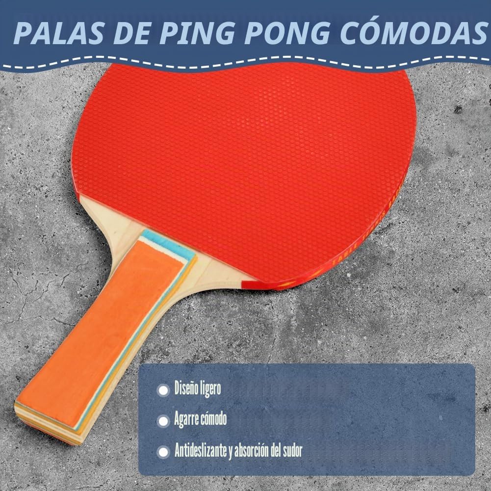 flintronic Raqueta de Tenis de Mesa, Set de Ping Pong Portátil con 2 Raquetas de Ping Pong Profesional, 3 Pelotas de Tenis de Mesa, para Juegos de Interior y Exterior