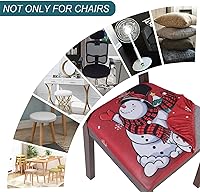 Vista 3 de SearchI Paquete de 4 fundas de asiento navideñas para sillas de comedor, fundas elásticas con estampado de Navidad, protector de asiento tapizado