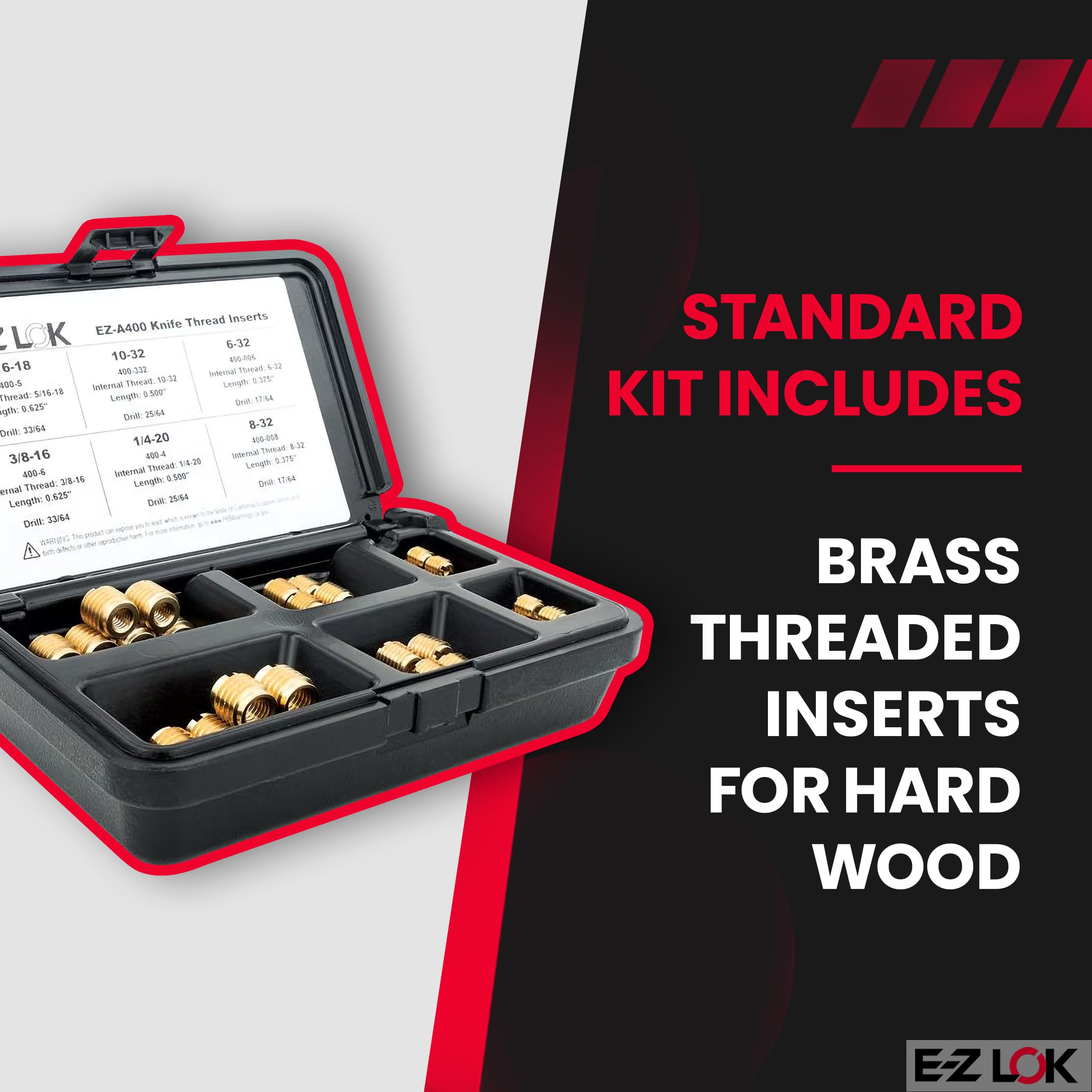 E-Z LOK Threaded Insert for Hard Wood Assortment Kit Brass Thread
