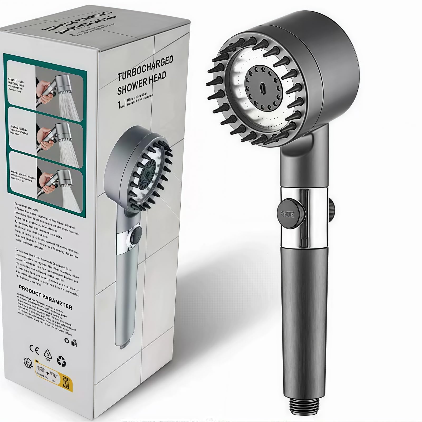 Bexora Pro Filtersystem Hochdruck Duschkopf mit Filter, 3+1 Strahlarten, 1,5M Schlauch, weniger Wasserverbrauch für ein intensives Duscherlebnis 12 Schichten zum Schutz