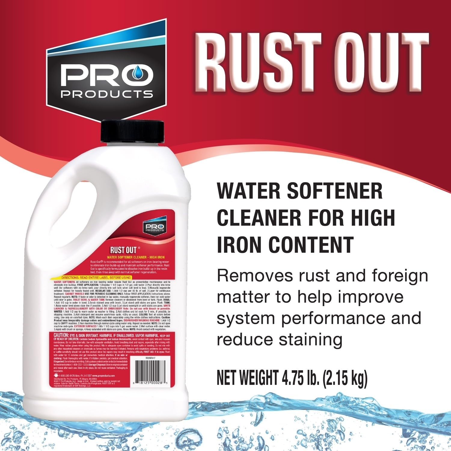 Pro Products Rust Out RO05B Water Softener Cleaner And Iron Remover, 4.75 lb. Bottle, 5 Pack