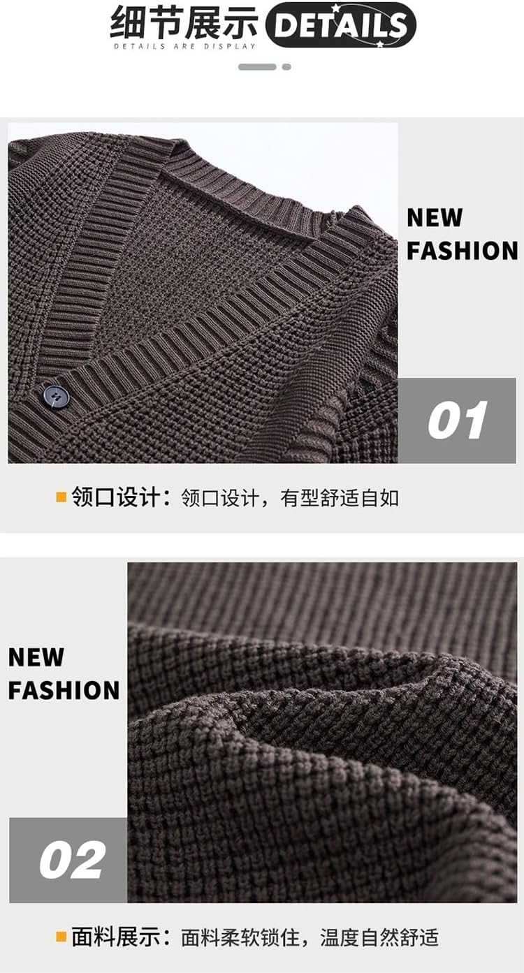 Men's Vintage V-Neck Cardigan Loose Fit Casual Knit Sweater