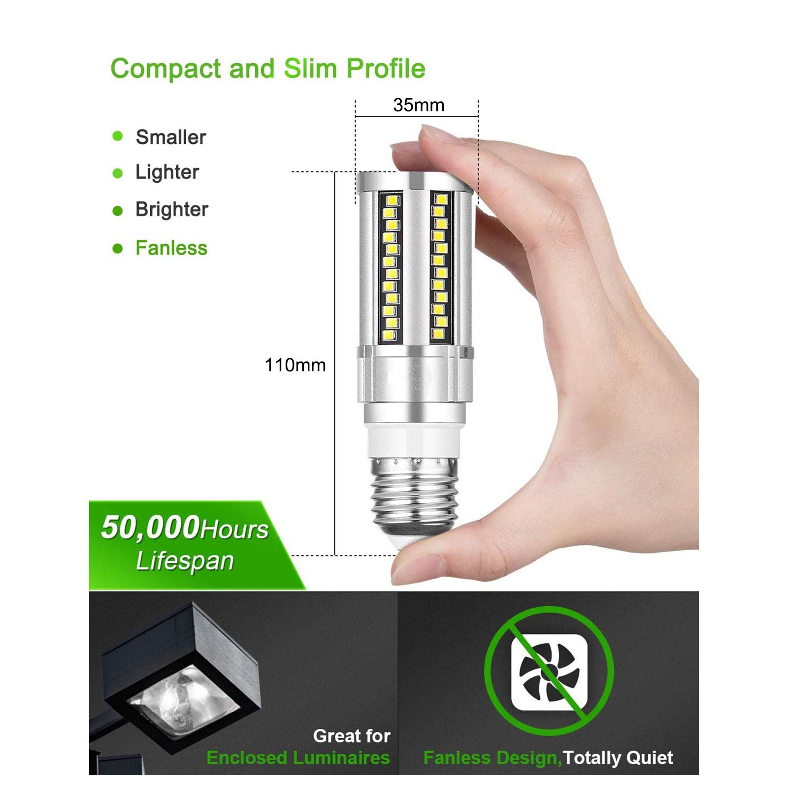 Lampadine a LED E27 Lampadine a mais a vite Edison 15 W equivalenti a 150 W Angolo del fascio 360 gradi E27 Base a vite media 1800 lumen Nessuno sfarfallio Non dimmerabile, 2 pezzi