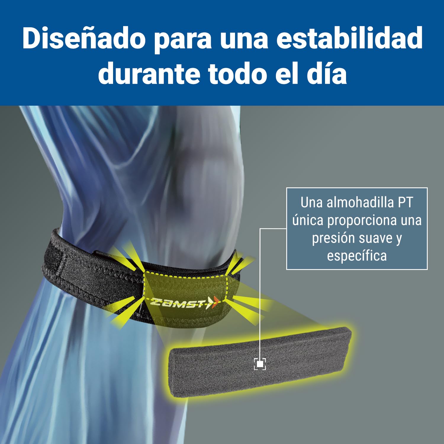 Zamst JK Band Banda Deportiva para Rótula - Rodillera con Presión para Aliviar el Dolor de Tendones, para Deportes Ligeros, Correr, Senderismo, Tenis, Atletismo - S