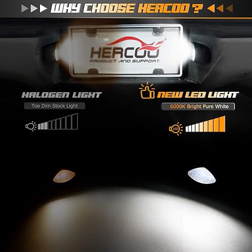 Miniatura 2 de HERCOO Luz LED para placa de matrícula, carcasa de lente, bombillas blancas, ensamblaje compatible con Toyota Tacoma 1995-2004, parachoques trasero,
