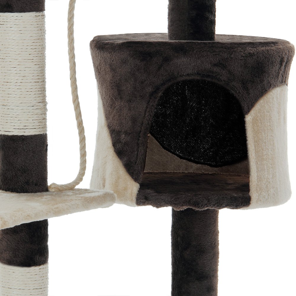 CADOCA Árbol Rascador Gatos 112Cm 3 Plataformas 1 Cueva Marrón Crema