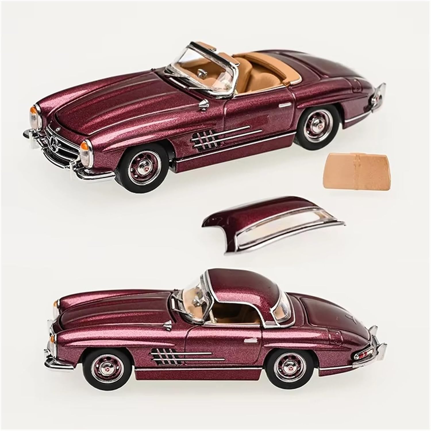 1/64 for 300SL W198 Diecast Model Car to Collect Toys Can Open The Hood and Trunk Lid(Red,No Box)