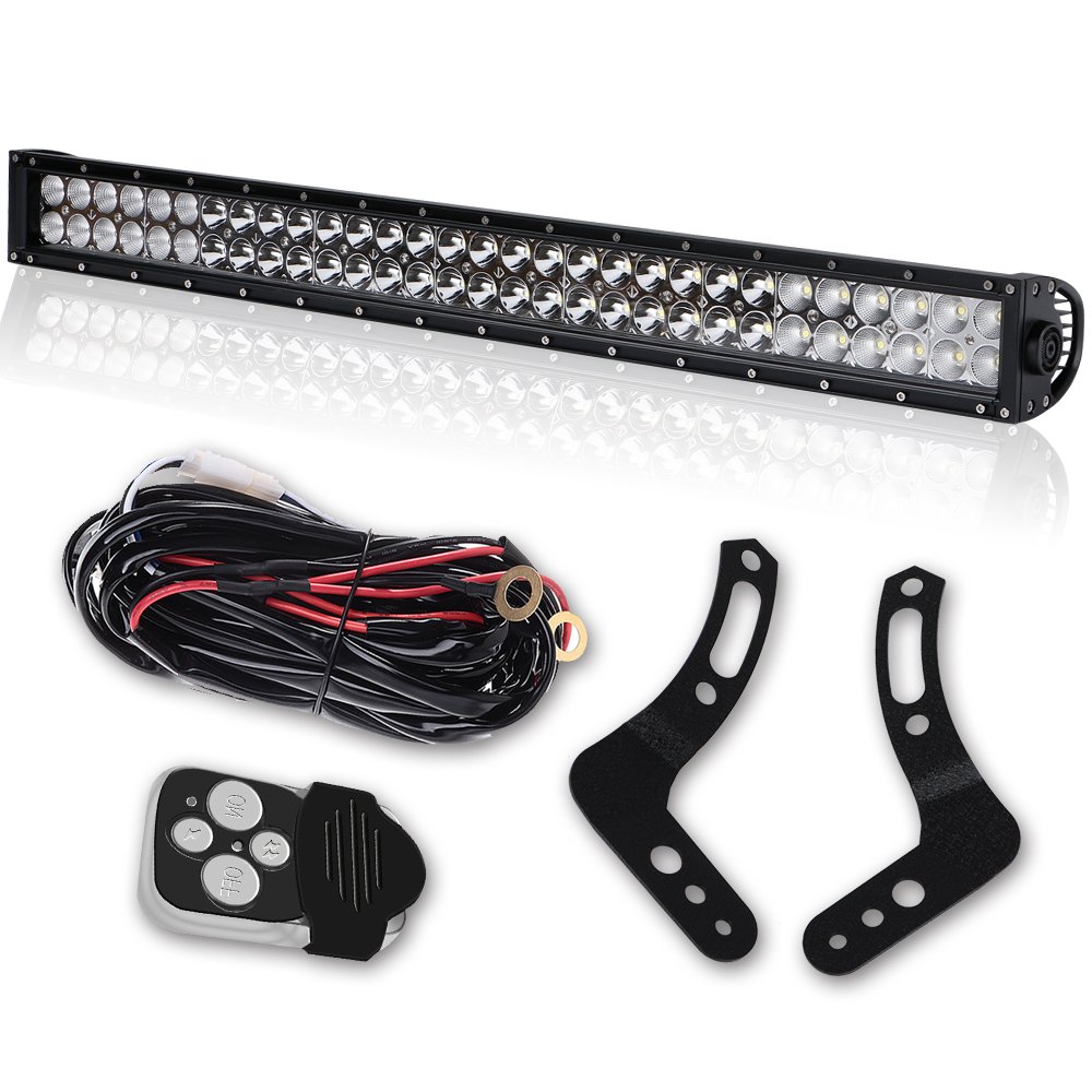 TURBOSII VET-180WSTSS084 2013-2016 Polaris Rzr 1000 Hidden Bumper Light Bar Kit with LED Light Bar Wiring Harness Kit Remote Control Switch Mounting Mount Bracket