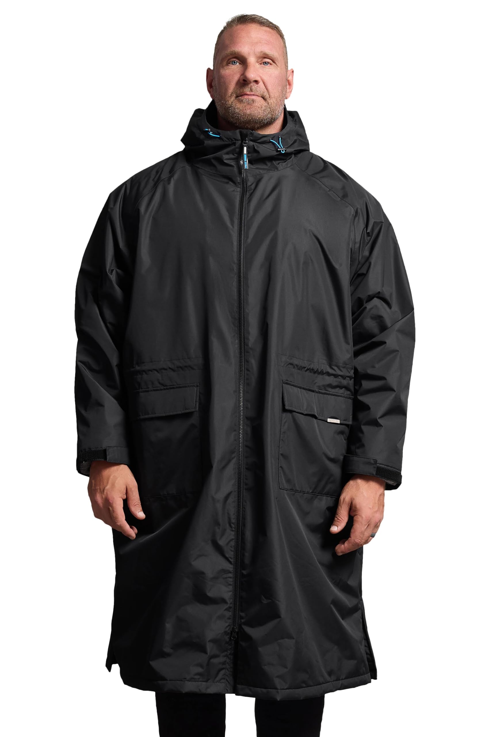 Badrhino Men's Black Big & Tall Waterproof Fleece Lined Changing Robe - Plus Size Curve