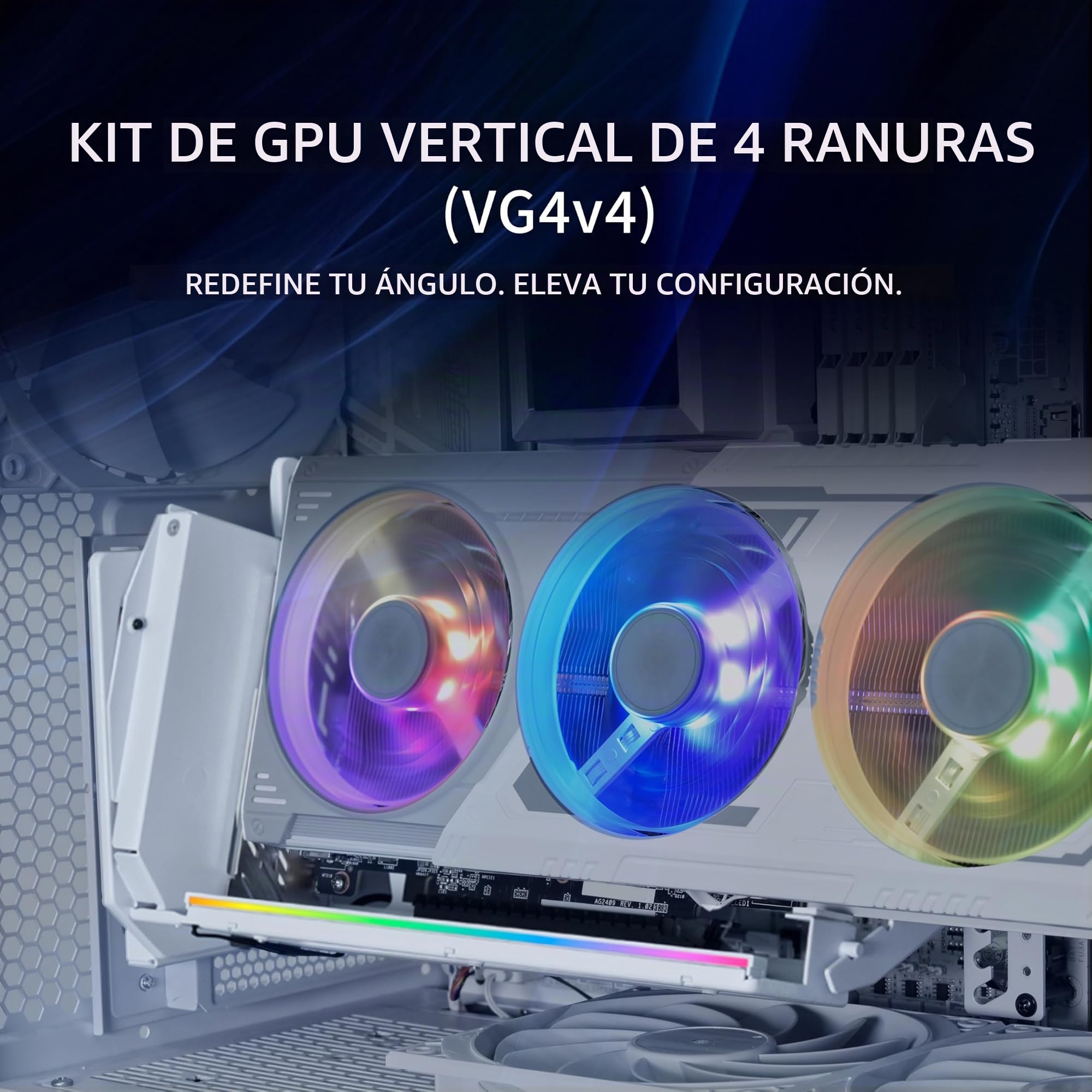 Lian Li ATX PC Case - Kit de GPU Vertical de 4 Ranuras (VG4v4) – Cable Elevador de Primera generación 5 PCI-E 5.0 x 16-200 mm, Compatible con PCIe 3.0/4.0, posición Ajustable, se Adapta a la mayoría | Cable elevador PCI-E 5.0 x 16-200 mm, compatible con P