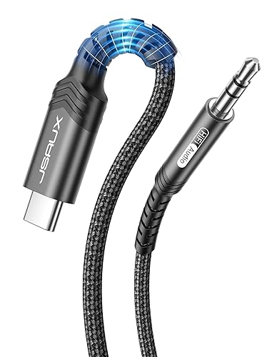 JSAUX Cable USB C a conector auxiliar de audio de 0.138 in 3.3 pies, USB tipo C a 0.138 in, cable estéreo de auriculares compatible con iPhone 16