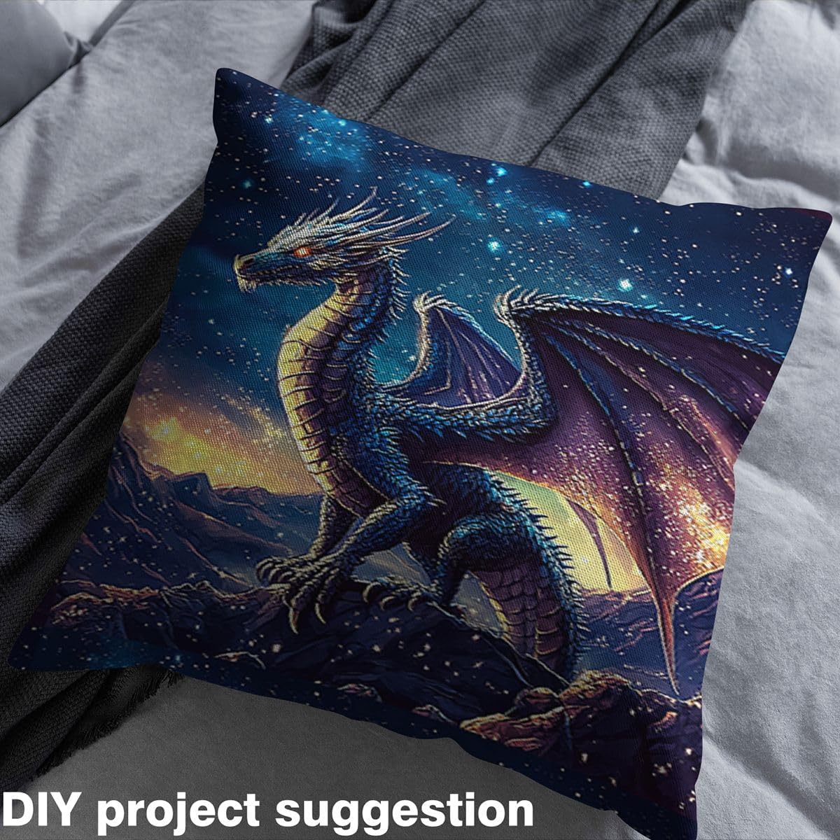 Erosebridal Magic Dragon Fabric by The Yard Magical Dinosaur Upholstery Fabric,3D Pterosaur Outdoor Fabric,Blue Galaxy Decorative Fabric,Starry Sky Quilting Fabric for Women Sewing,3 Yards,Blue