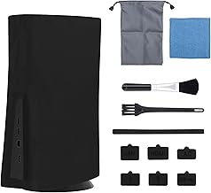 Dust Cover Kit for PS5,12 in 1 Accessories with Soft Dust Case for Playstation 5 Console, Silicone Plugs for Port, Cleaner Kit - Waterproof Scratchproof Dust Set for PS5