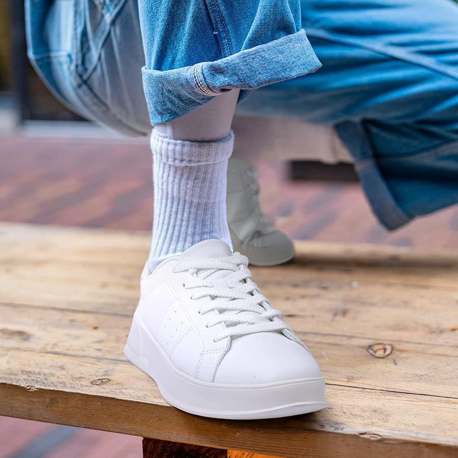 Zapatos Altura Originales Zapatillas Blancas De Cuña Para Mujer