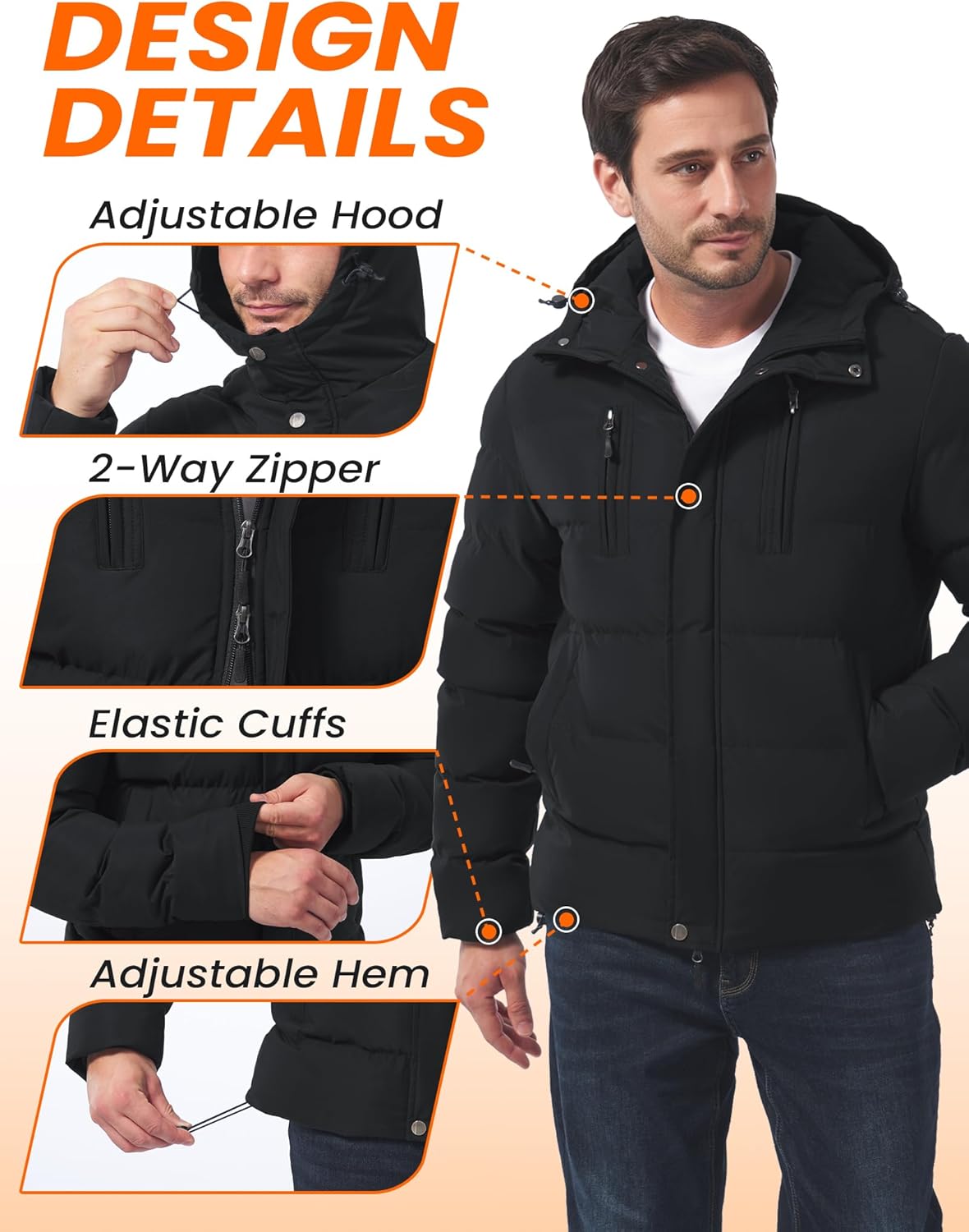 Men's Winter Coat Thicken Insulated Waterproof Puffer Jacket Hooded Windbreaker Parka With Multi-Pockets - Image 6