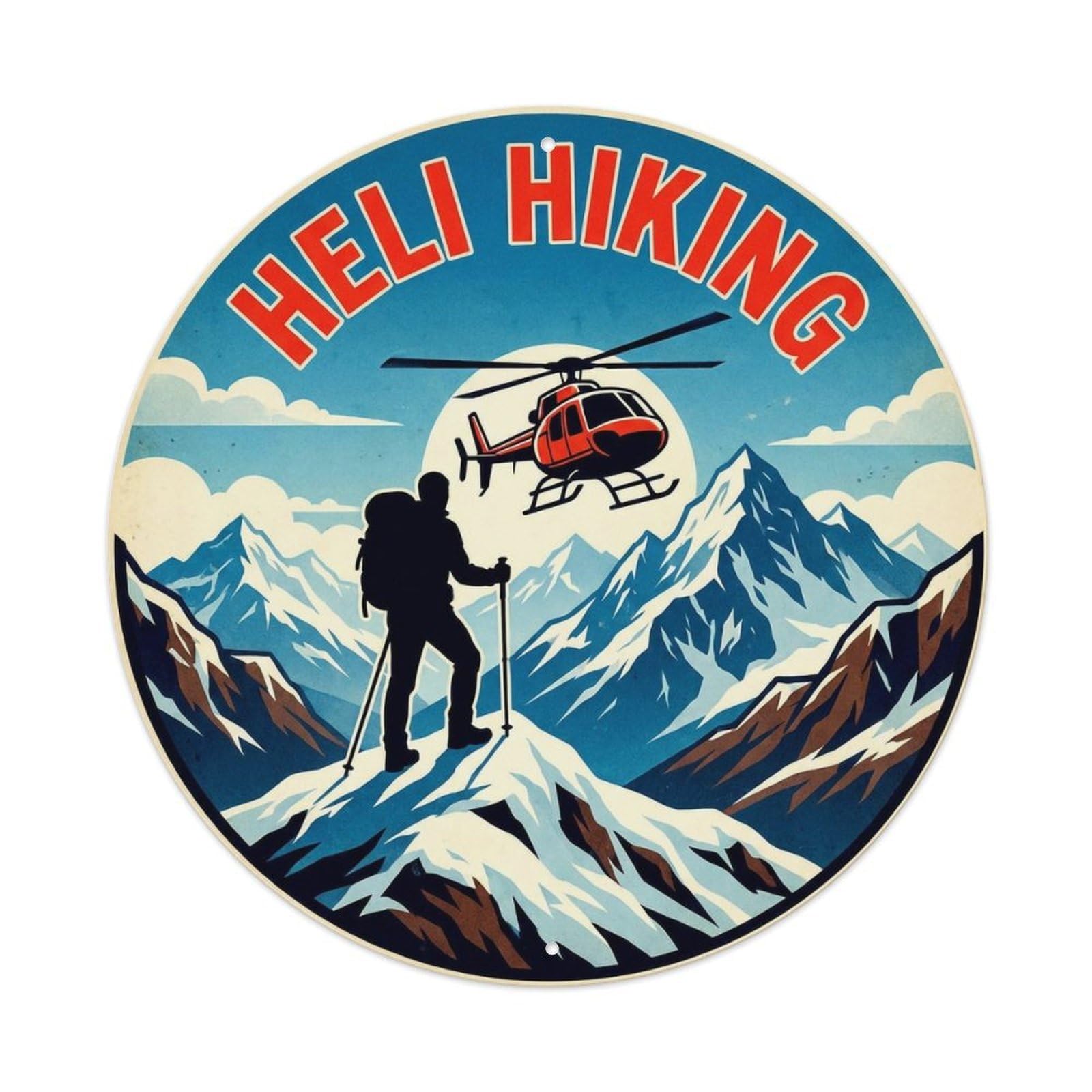 Vintage Heli Hiking Extreme Sports Metal Tin Sign