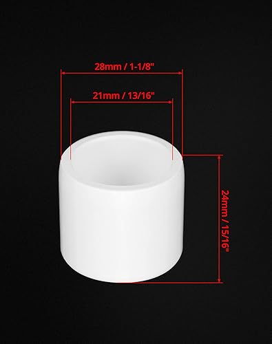 Miniatura 6 de QWORK Juego de 20 tapones de tubo de PVC, 20 unidades de 12 pulgada de grado de muebles SCH40, tapón de extremo externo, color blanco